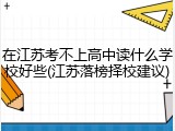 在江苏考不上高中读什么学校好些(江苏落榜择校建议)