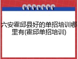 六安霍邱县好的单招培训哪里有(霍邱单招培训)