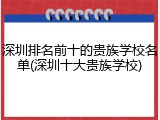 深圳排名前十的贵族学校名单(深圳十大贵族学校)