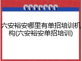 六安裕安哪里有单招培训机构(六安裕安单招培训)