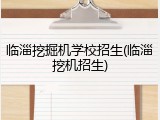 临淄挖掘机学校招生(临淄挖机招生)