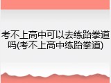 考不上高中可以去练跆拳道吗(考不上高中练跆拳道)