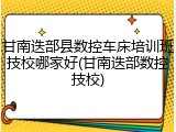 甘南迭部县数控车床培训班技校哪家好(甘南迭部数控技校)