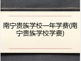 南宁贵族学校一年学费(南宁贵族学校学费)