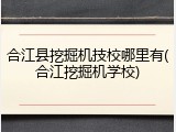 合江县挖掘机技校哪里有(合江挖掘机学校)
