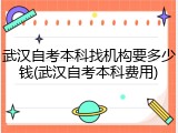 武汉自考本科找机构要多少钱(武汉自考本科费用)