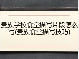 贵族学校食堂描写片段怎么写(贵族食堂描写技巧)
