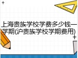 上海贵族学校学费多少钱一学期(沪贵族学校学期费用)