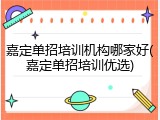 嘉定单招培训机构哪家好(嘉定单招培训优选)