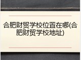 合肥财贸学校位置在哪(合肥财贸学校地址)