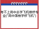 考不上高中去学飞机维修专业("高中落榜学修飞机")
