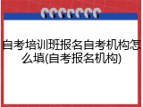 自考培训班报名自考机构怎么填(自考报名机构)