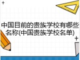 中国目前的贵族学校有哪些名称(中国贵族学校名单)