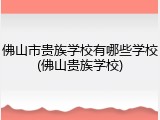 佛山市贵族学校有哪些学校(佛山贵族学校)