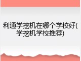利通学挖机在哪个学校好(学挖机学校推荐)