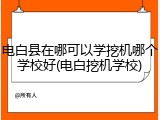 电白县在哪可以学挖机哪个学校好(电白挖机学校)