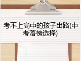 考不上高中的孩子出路(中考落榜选择)