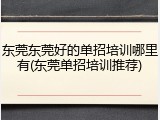 东莞东莞好的单招培训哪里有(东莞单招培训推荐)