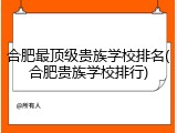 合肥最顶级贵族学校排名(合肥贵族学校排行)