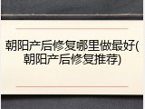 朝阳产后修复哪里做最好(朝阳产后修复推荐)