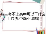 初三考不上高中可以干什么工作(初中毕业出路)