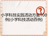 小学科技实践活动方案100例(小学科技活动百例)