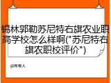 锡林郭勒苏尼特右旗农业职高学校怎么样啊("苏尼特右旗农职校评价")