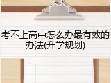 考不上高中怎么办最有效的办法(升学规划)