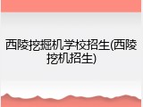 西陵挖掘机学校招生(西陵挖机招生)