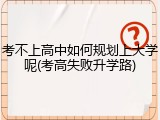考不上高中如何规划上大学呢(考高失败升学路)