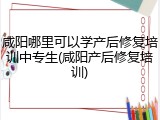 咸阳哪里可以学产后修复培训中专生(咸阳产后修复培训)