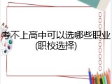 考不上高中可以选哪些职业(职校选择)