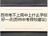苏州考不上高中上什么学校好一点(苏州中考择校建议)