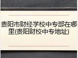 贵阳市财经学校中专部在哪里(贵阳财校中专地址)