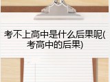 考不上高中是什么后果呢(考高中的后果)