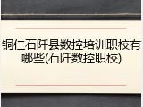 铜仁石阡县数控培训职校有哪些(石阡数控职校)