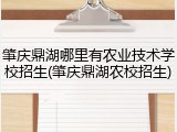 肇庆鼎湖哪里有农业技术学校招生(肇庆鼎湖农校招生)