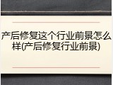 产后修复这个行业前景怎么样(产后修复行业前景)