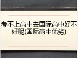 考不上高中去国际高中好不好呢(国际高中优劣)