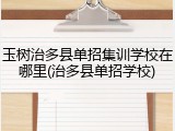 玉树治多县单招集训学校在哪里(治多县单招学校)