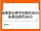 施秉县在哪学挖掘机培训(施秉挖掘机培训)
