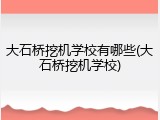 大石桥挖机学校有哪些(大石桥挖机学校)