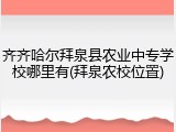 齐齐哈尔拜泉县农业中专学校哪里有(拜泉农校位置)