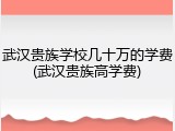武汉贵族学校几十万的学费(武汉贵族高学费)