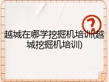 越城在哪学挖掘机培训(越城挖掘机培训)