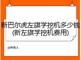 新巴尔虎左旗学挖机多少钱(新左旗学挖机费用)