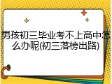 男孩初三毕业考不上高中怎么办呢(初三落榜出路)