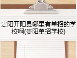贵阳开阳县哪里有单招的学校啊(贵阳单招学校)