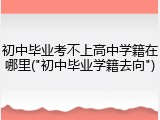 初中毕业考不上高中学籍在哪里("初中毕业学籍去向")