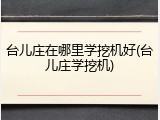 台儿庄在哪里学挖机好(台儿庄学挖机)